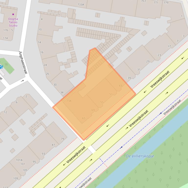 Kaart van postcodegebied 2546AB.