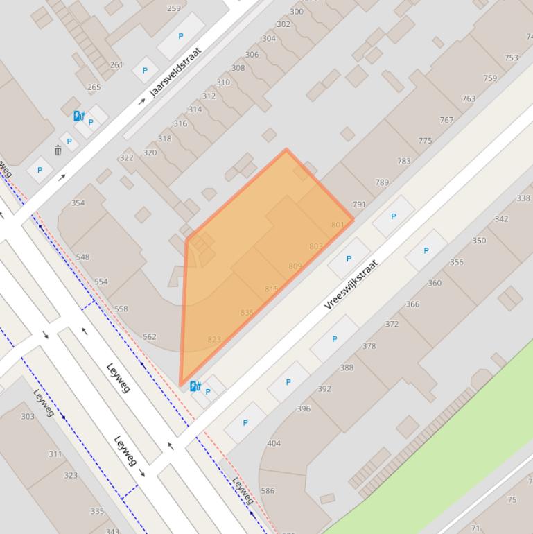 Kaart van postcodegebied 2546AW.