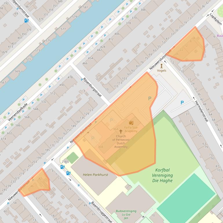 Kaart van postcodegebied 2546RX.