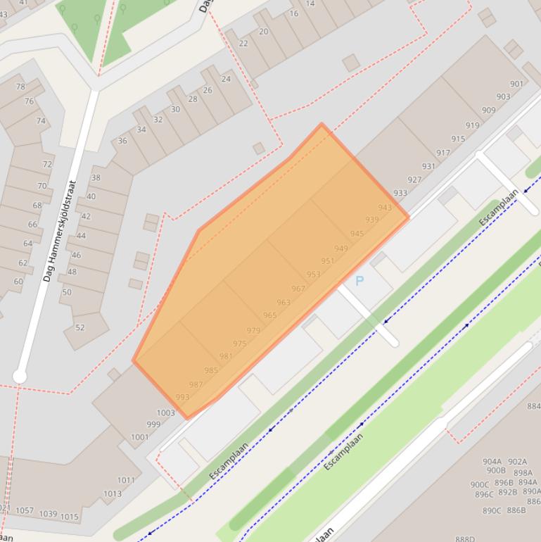 Kaart van postcodegebied 2547DX.