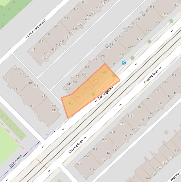 Kaart van postcodegebied 2547EE.