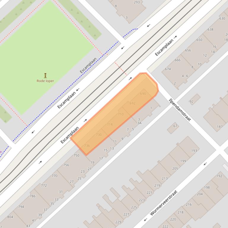 Kaart van postcodegebied 2547ET.