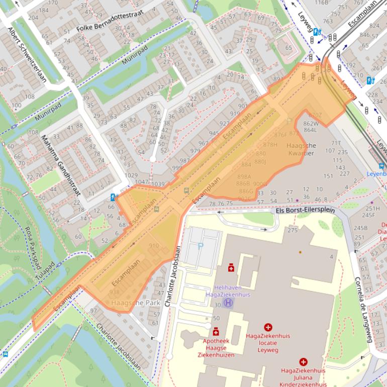 Kaart van postcodegebied 2547EX.