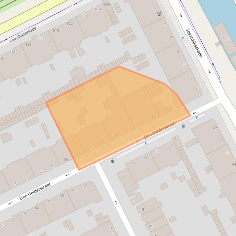 Kaart van postcodegebied 2547SB.