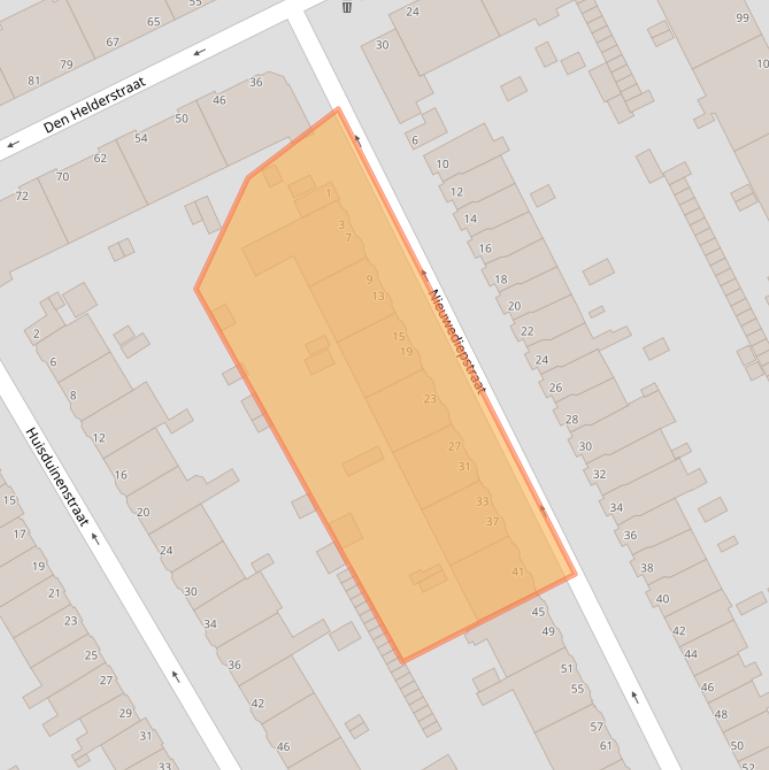 Kaart van postcodegebied 2547TE.