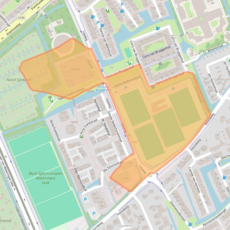 Kaart van postcodegebied 2548AE.
