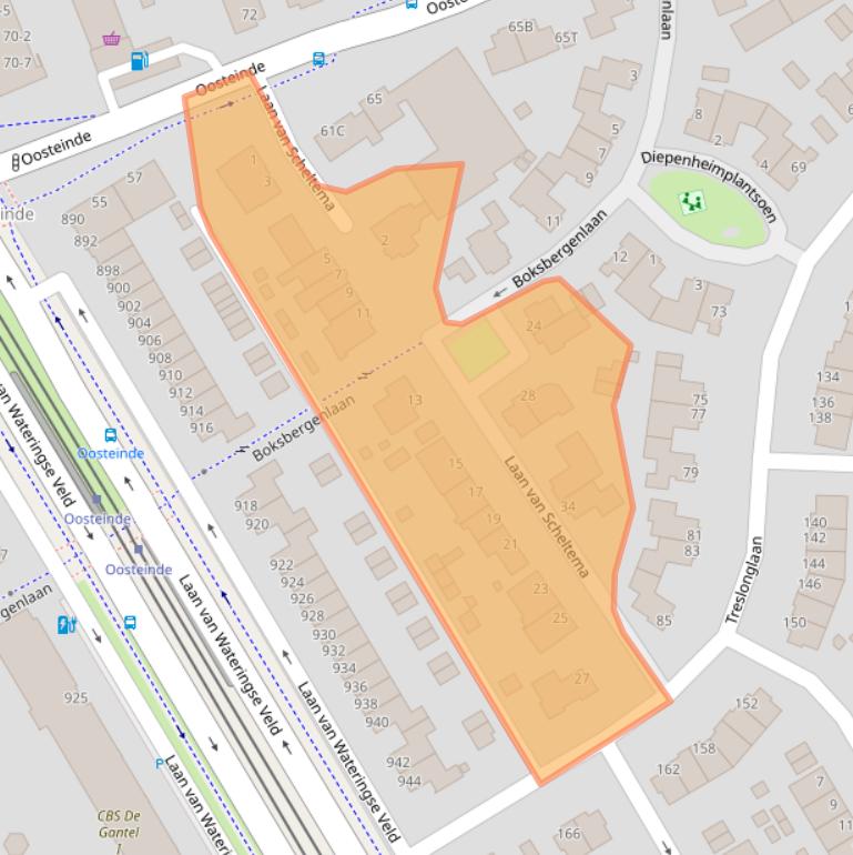 Kaart van postcodegebied 2548AW.