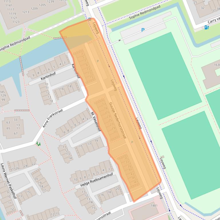 Kaart van postcodegebied 2548BA.