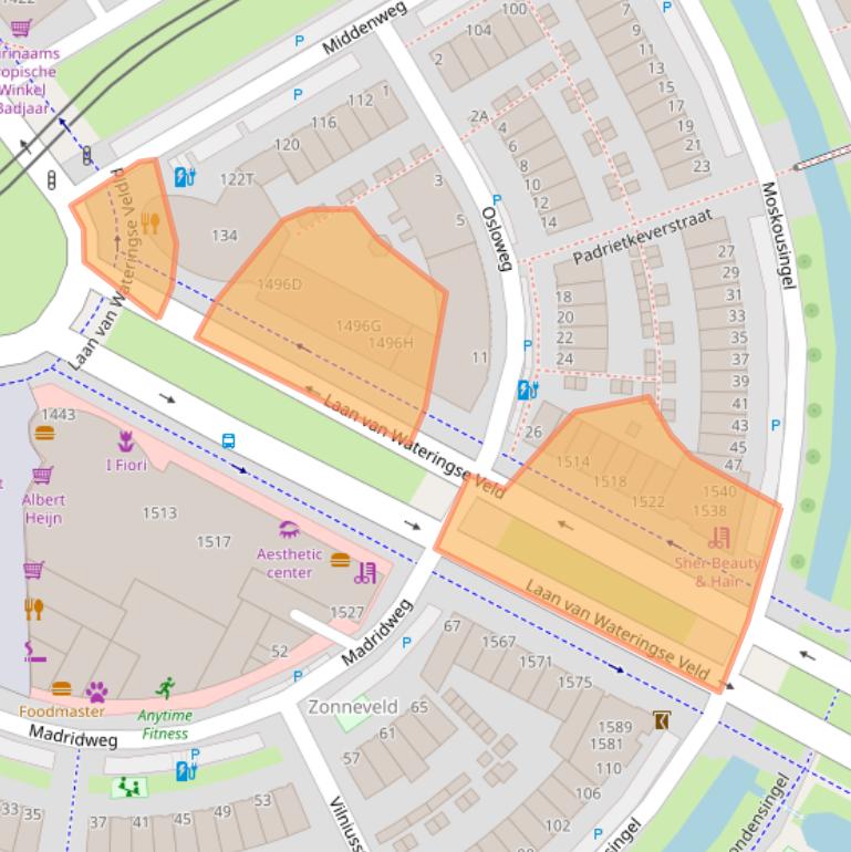 Kaart van postcodegebied 2548DA.