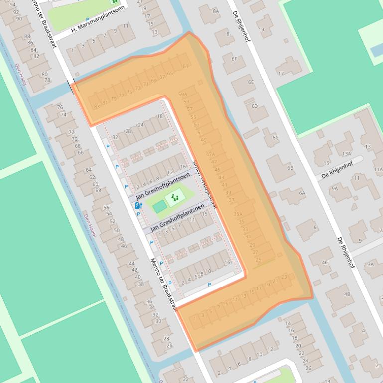 Kaart van postcodegebied 2548EE.