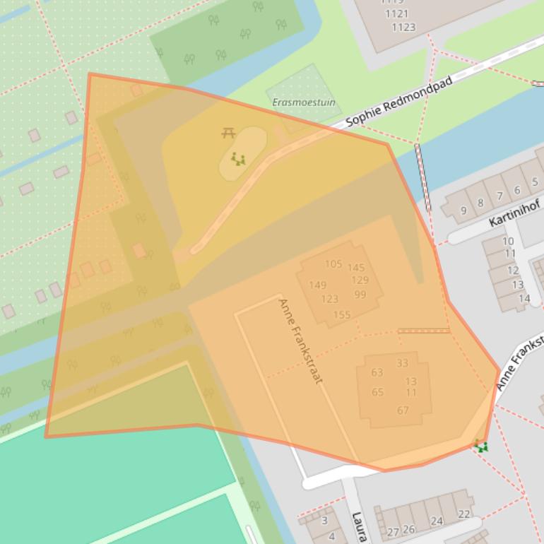 Kaart van postcodegebied 2548LA.