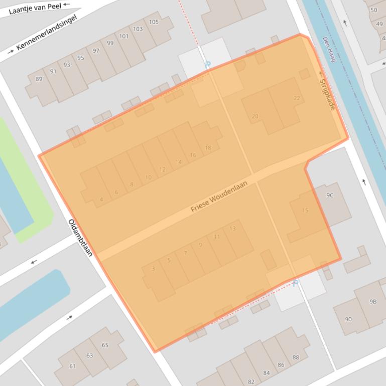 Kaart van postcodegebied 2548LW.