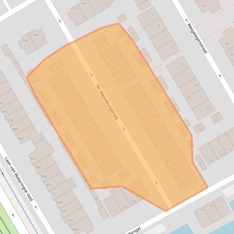 Kaart van postcodegebied 2548SC.