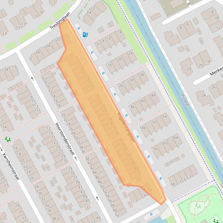 Kaart van postcodegebied 2548SX.