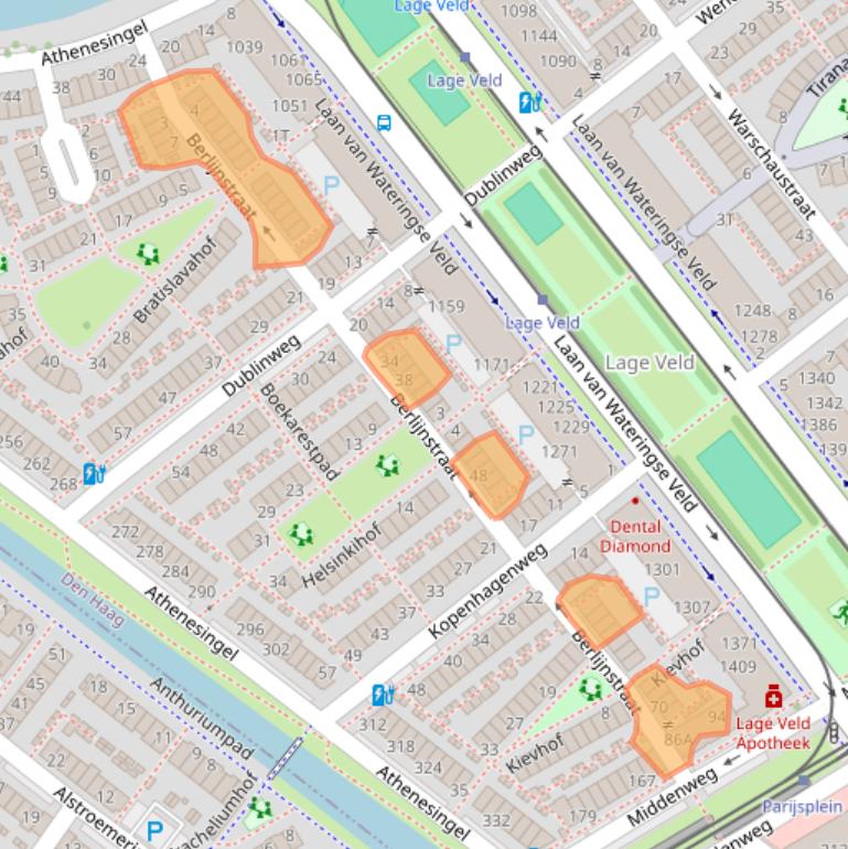 Kaart van postcodegebied 2548TA.