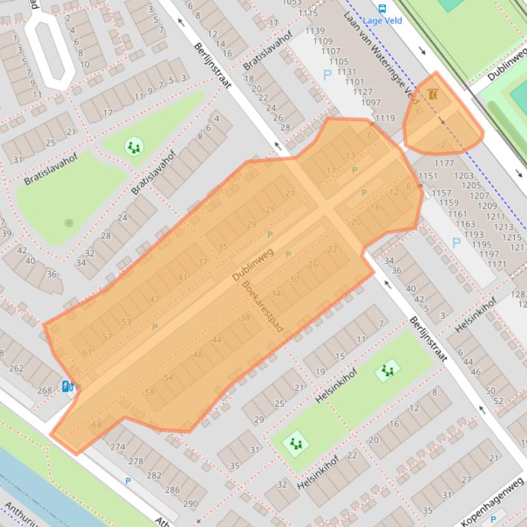 Kaart van postcodegebied 2548TM.