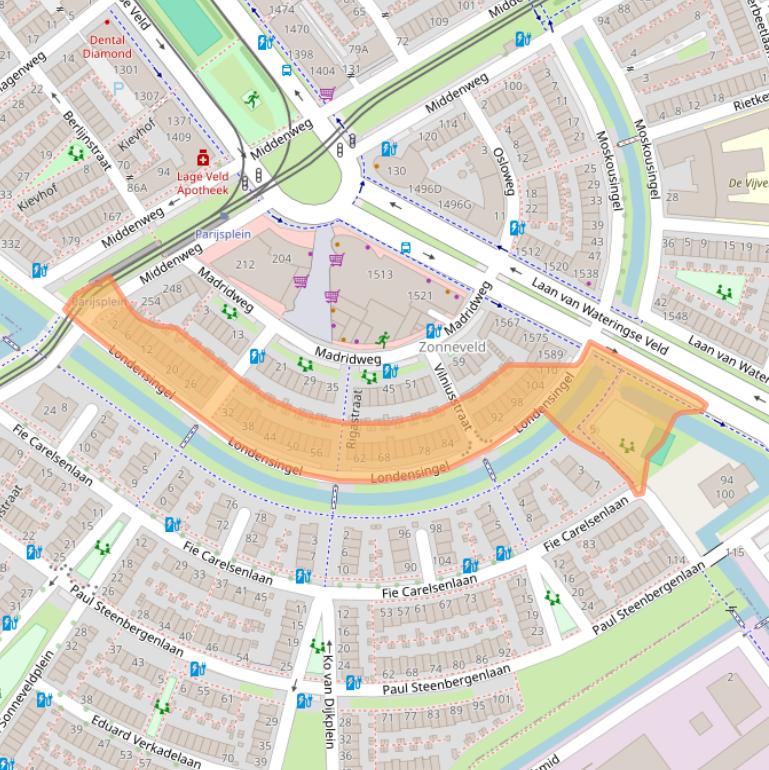 Kaart van postcodegebied 2548VM.