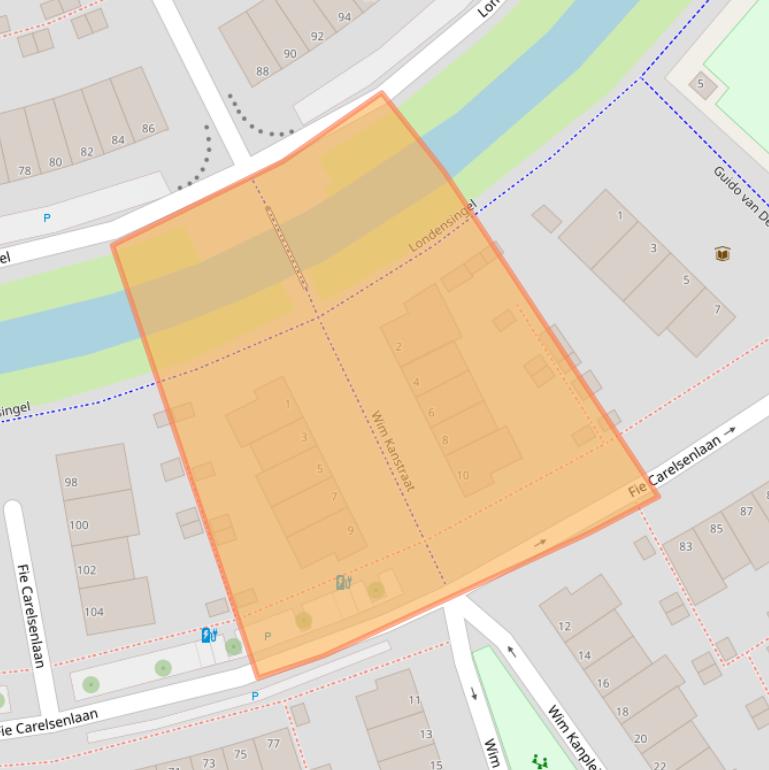 Kaart van postcodegebied 2548ZW.