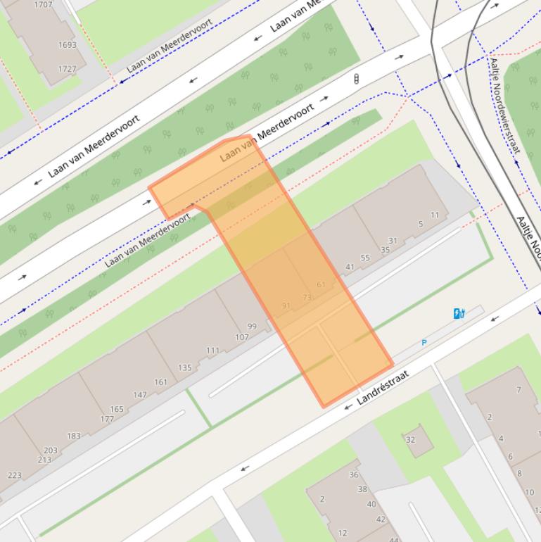 Kaart van postcodegebied 2551AB.