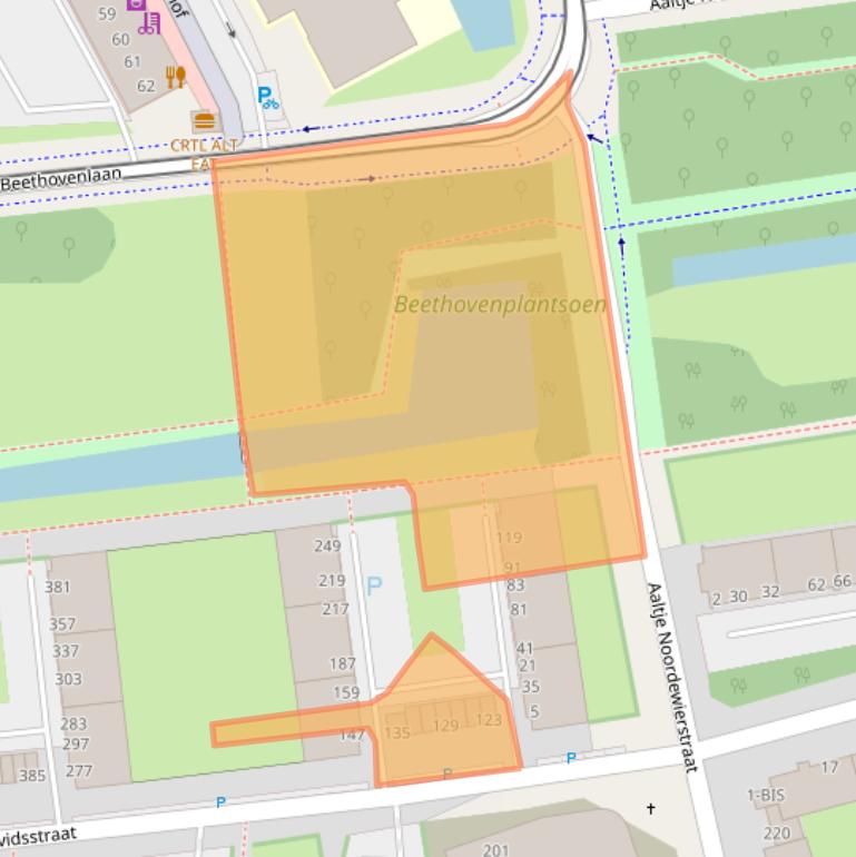 Kaart van postcodegebied 2551EC.