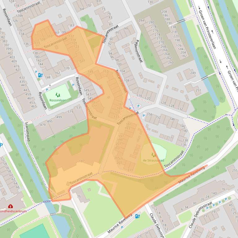 Kaart van postcodegebied 2551LW.