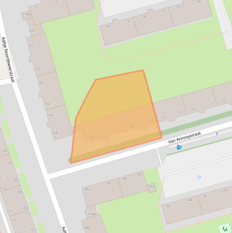 Kaart van postcodegebied 2551RA.