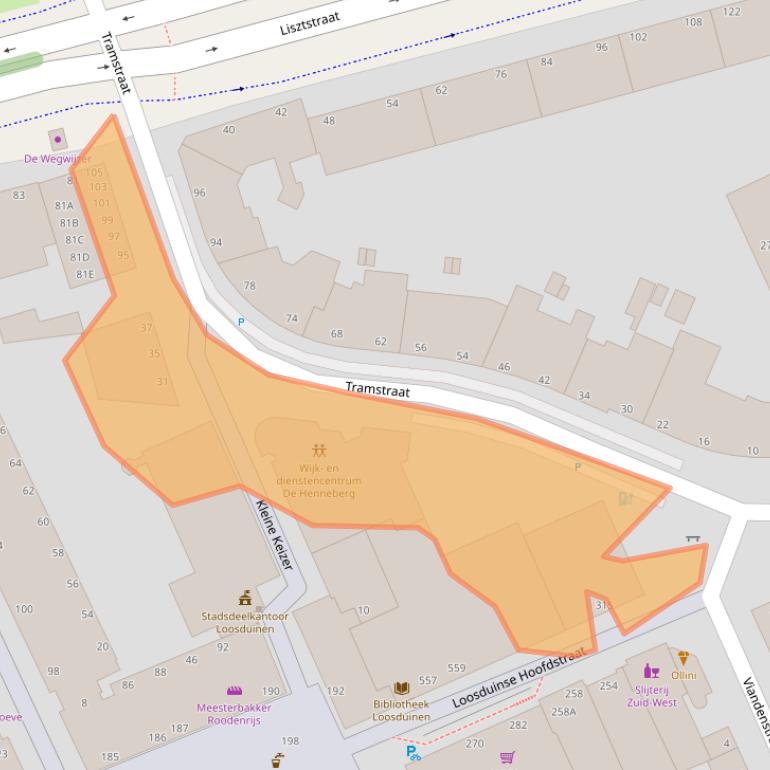 Kaart van postcodegebied 2551TT.