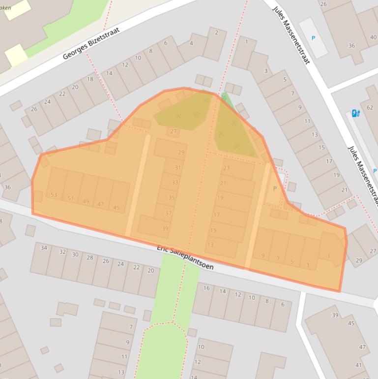 Kaart van postcodegebied 2551XX.