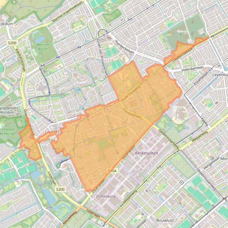 Kaart van postcodegebied 2552.