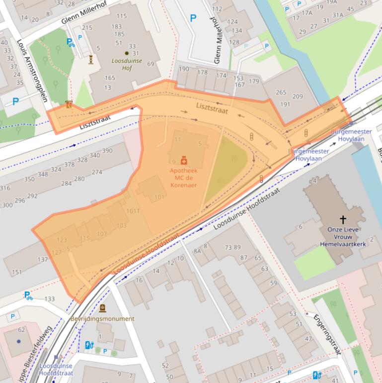 Kaart van postcodegebied 2552AA.