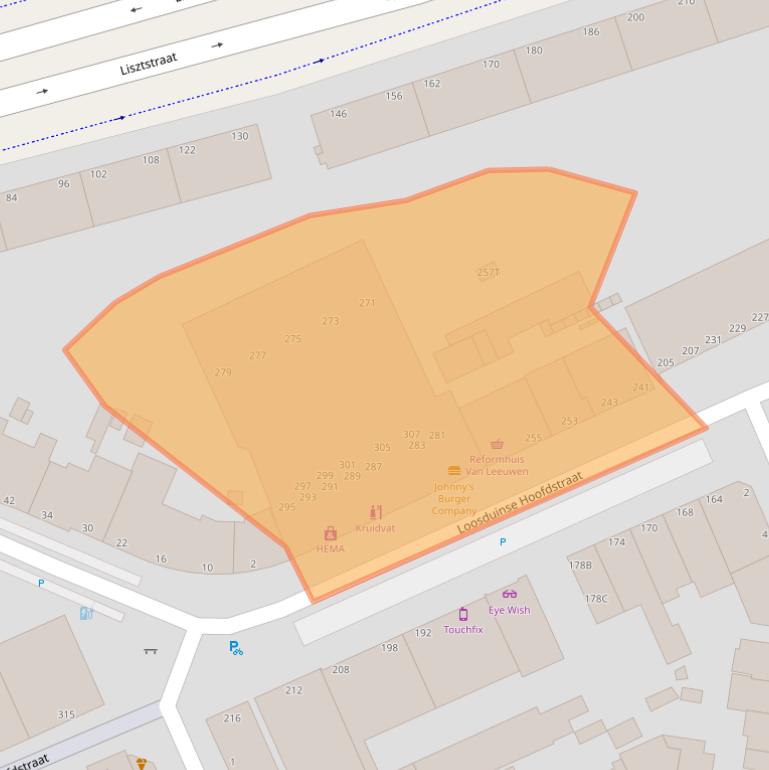 Kaart van postcodegebied 2552AD.