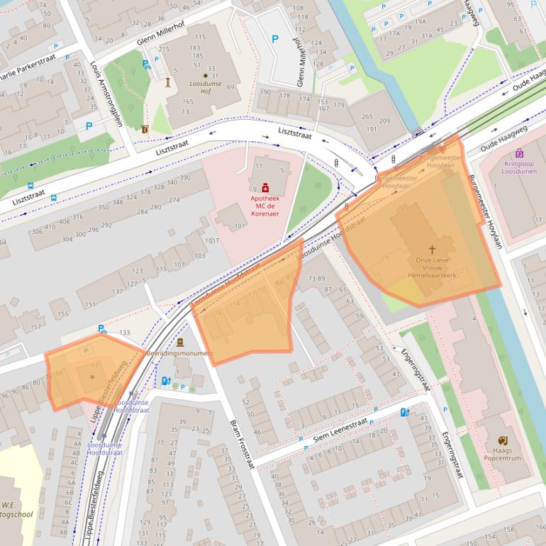 Kaart van postcodegebied 2552AJ.