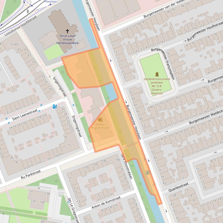 Kaart van postcodegebied 2552AW.