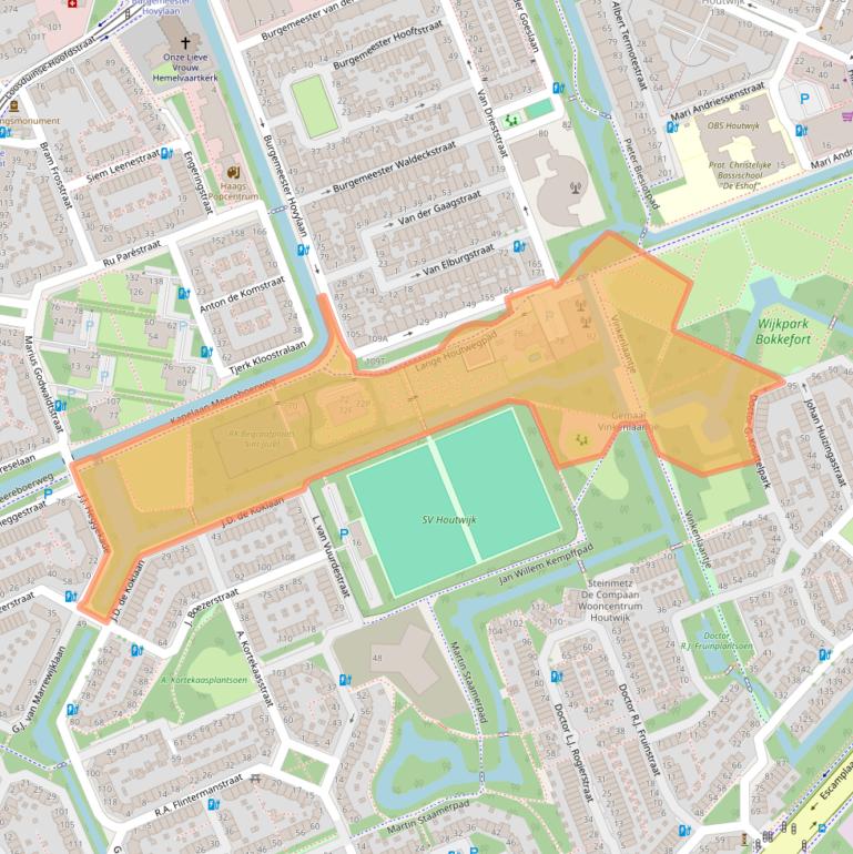 Kaart van postcodegebied 2552AZ.