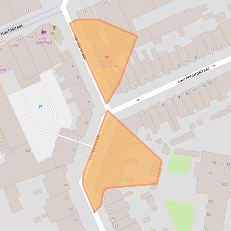 Kaart van postcodegebied 2552CA.