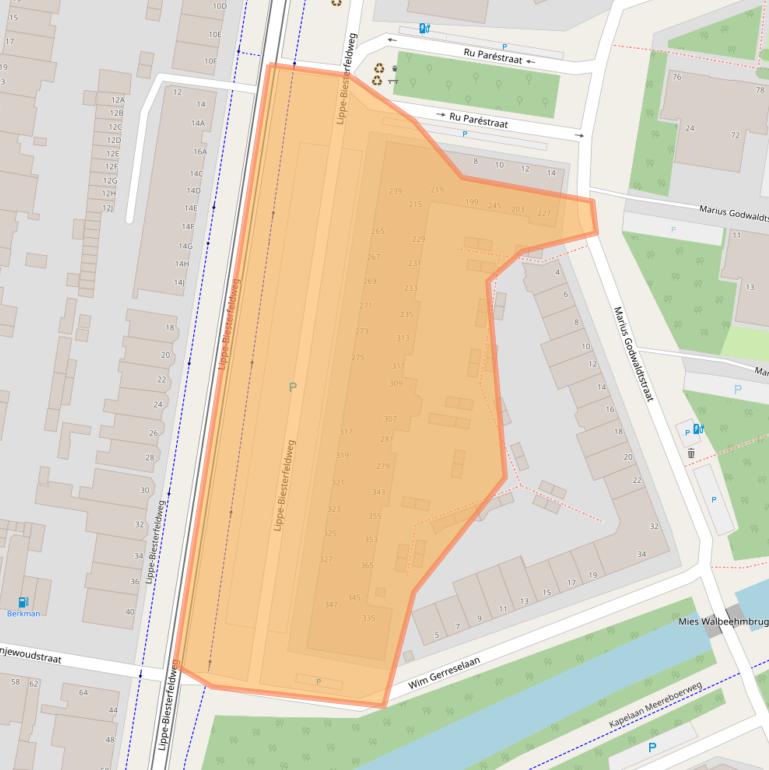 Kaart van postcodegebied 2552CJ.