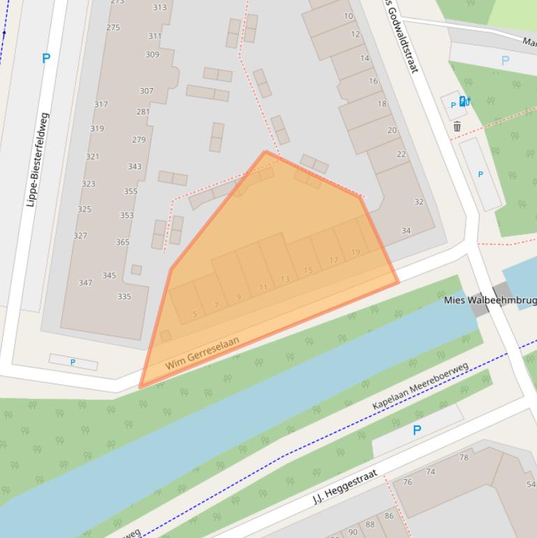 Kaart van postcodegebied 2552CK.