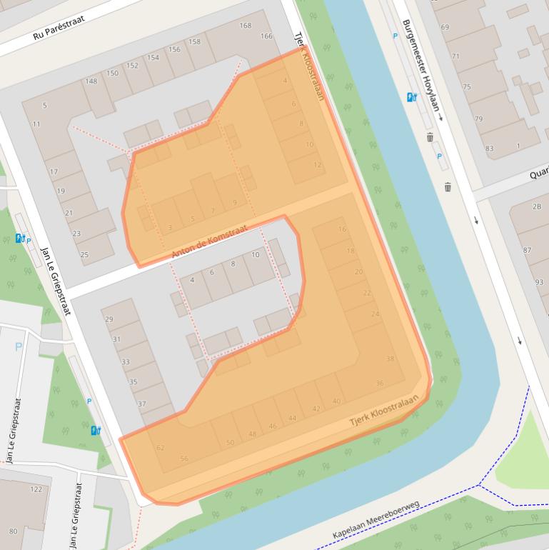 Kaart van postcodegebied 2552CX.
