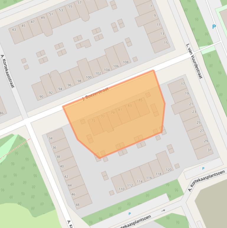 Kaart van postcodegebied 2552DL.