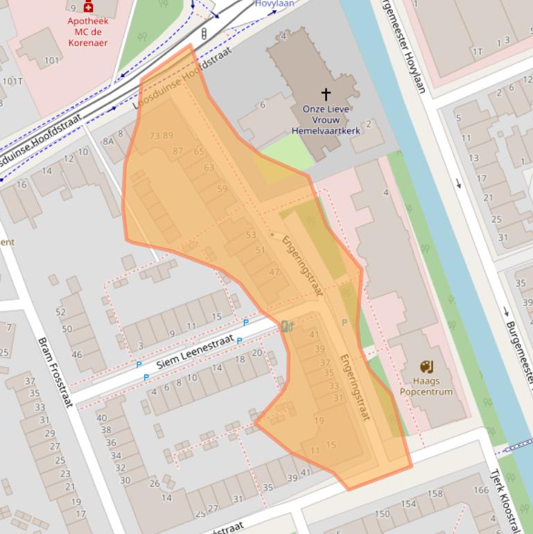 Kaart van postcodegebied 2552DN.