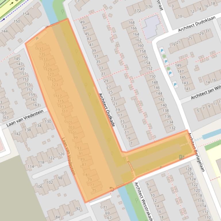 Kaart van postcodegebied 2552DV.