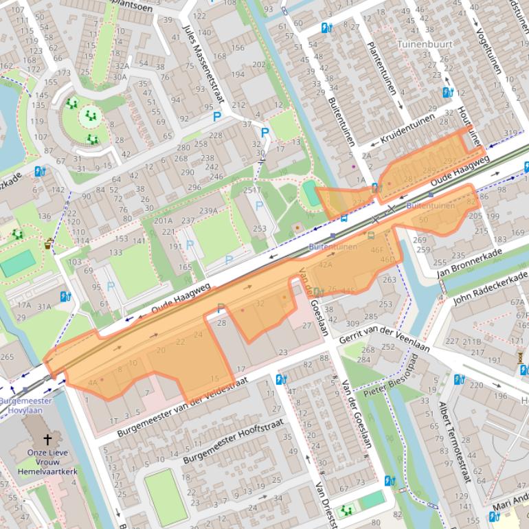 Kaart van postcodegebied 2552EP.