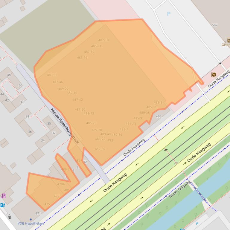 Kaart van postcodegebied 2552GE.