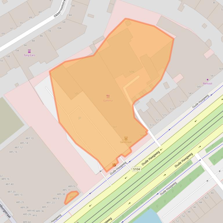 Kaart van postcodegebied 2552GG.