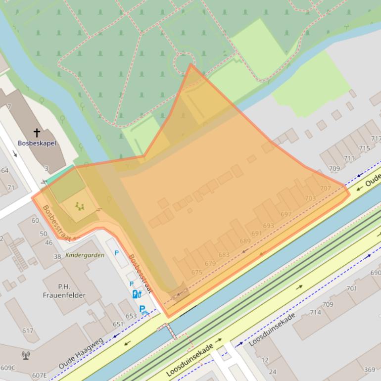 Kaart van postcodegebied 2552GM.