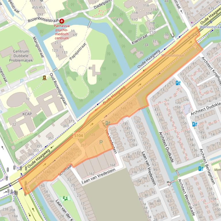 Kaart van postcodegebied 2552GS.