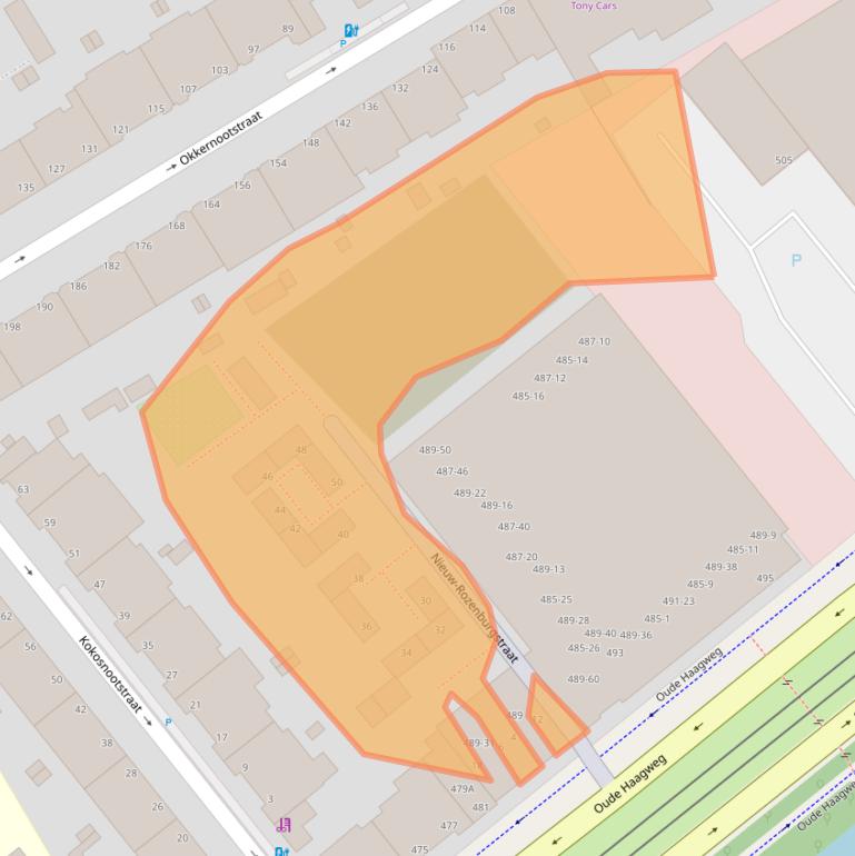 Kaart van postcodegebied 2552GT.