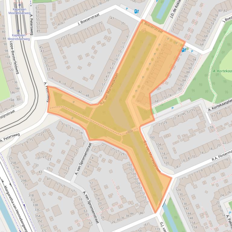 Kaart van postcodegebied 2552GV.