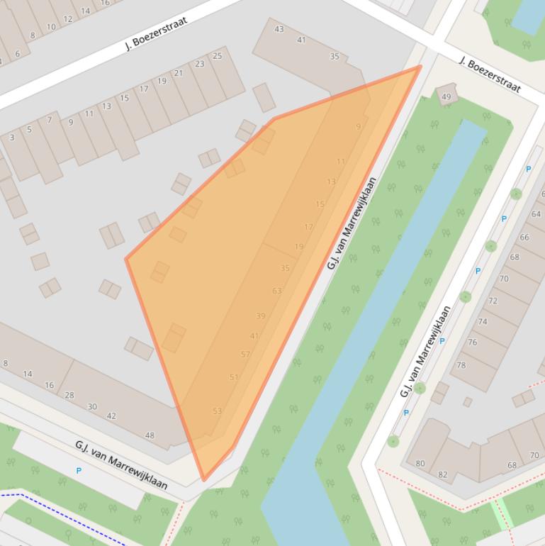 Kaart van postcodegebied 2552GW.