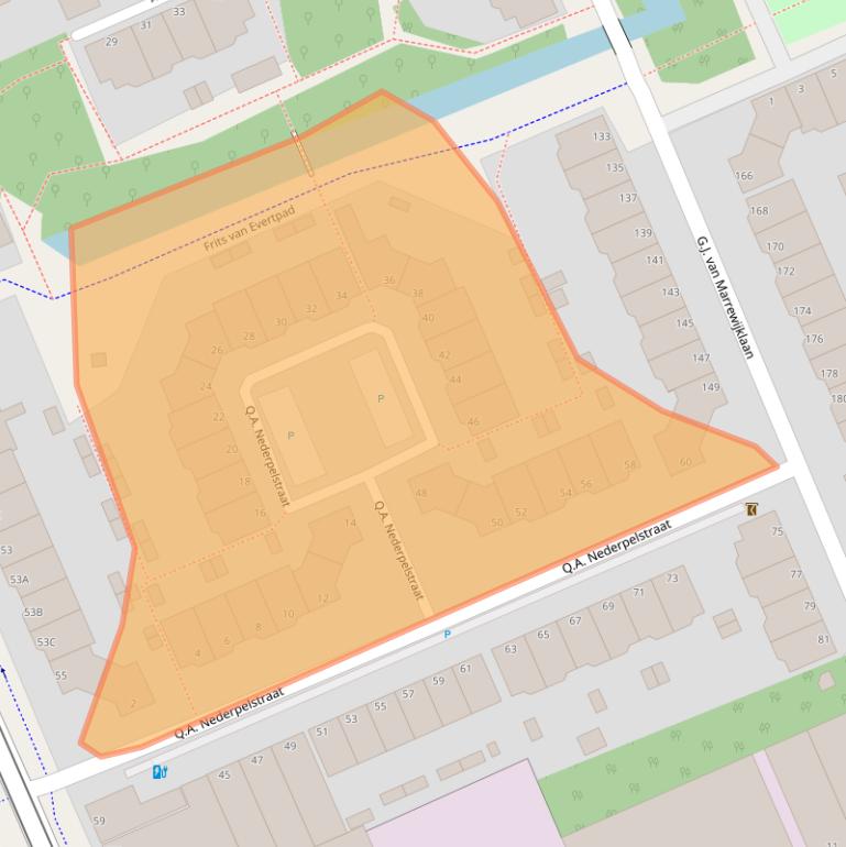 Kaart van postcodegebied 2552HE.